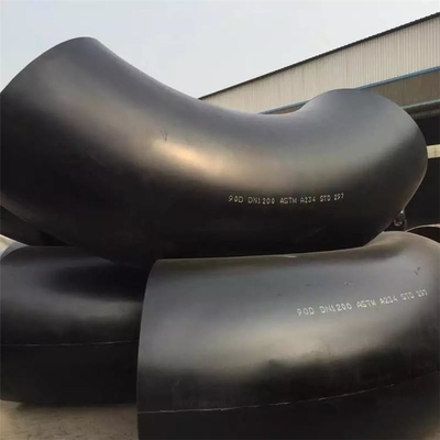 Siku Baja Karbon Besar 24 &quot;--- 48&quot; 90 Derajat LR Elbow Bevelend Black Painting